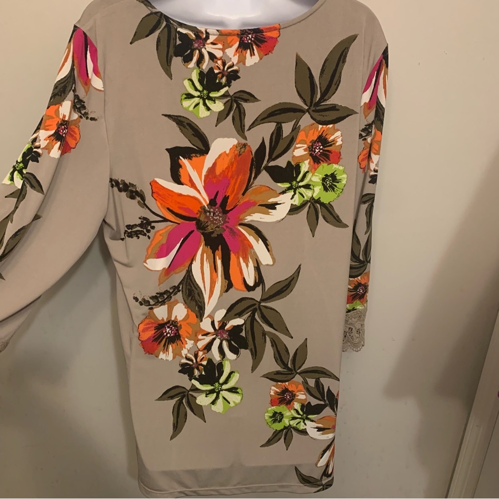 Alfani Floral Tunic 3/4 Sleeve Top Sz XL - Picture 8 of 11